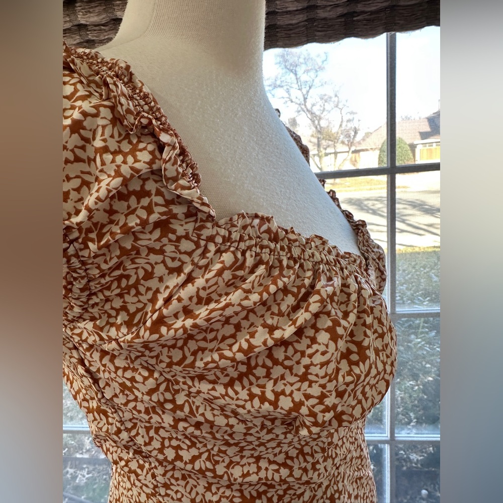 Princess Polly burnt oranges white midi dress size 10 - Picture 6 of 11